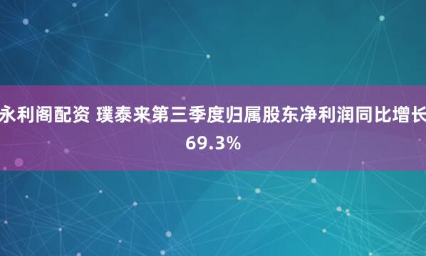 永利阁配资 璞泰来第三季度归属股东净利润同比增长69.3%